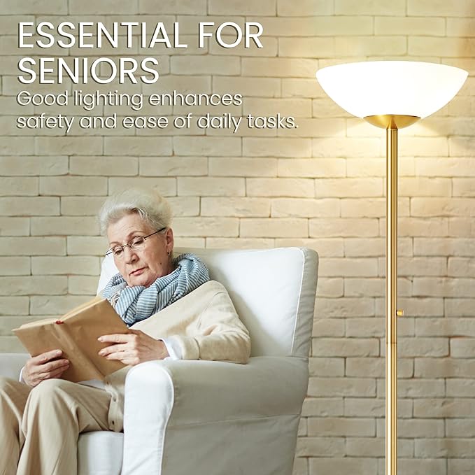 Super Bright Floor Lamp 8000LUMEN - DIMMABLE 30K Energy-Efficient Standing Lamp with Cement Base, for Living Room and Bedroom - Matte Finish, Modern and Elegant Design (White)