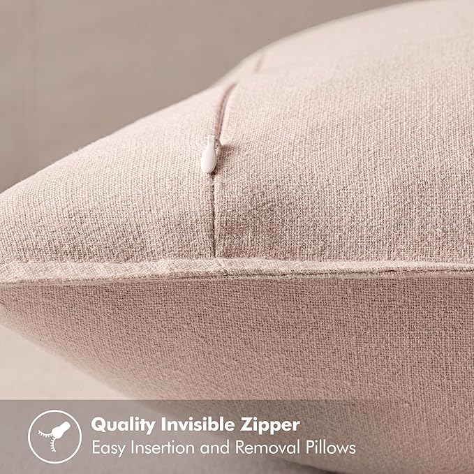 MIULEE Decorative Linen Euro Sham Pillow Covers 26x26 Light Pink Boho FarmhouseNeutral Couch Throw Pillows for Bed Pack of 2 Accent Modern Pillowcase Sofa Livingroom Home Decor