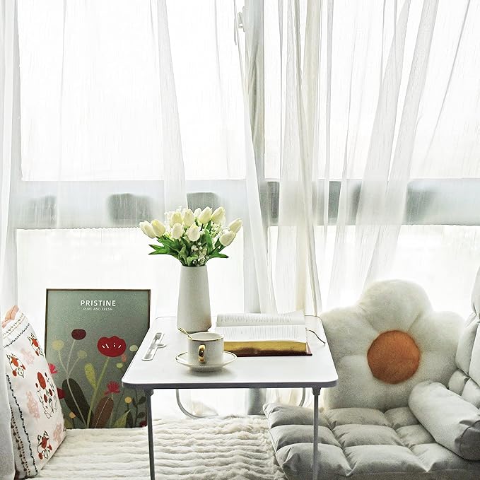 Mandy's Artificial Tulips 20 Stems White with 3pcs White Baby's Breath PU Faux Flowers for Wedding Home Decor 13.5 Inch