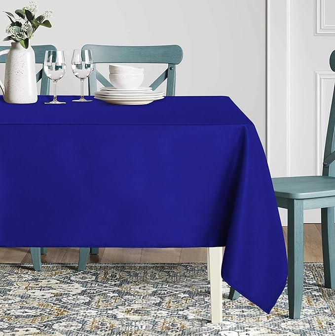 sancua Rectangle Tablecloth - 60 x 120 Inch - Stain and Wrinkle Resistant Washable Polyester Table Cloth, Decorative Fabric Table Cover for Dining Tables, Buffet Parties and Camping, Blue