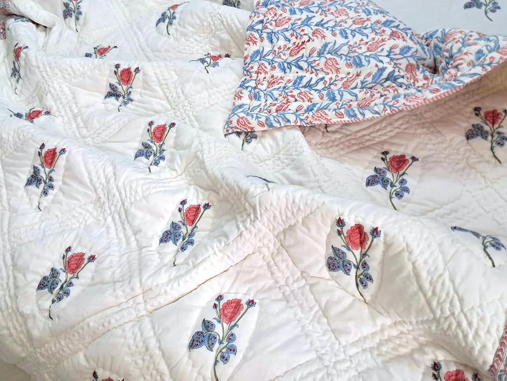 Rose Pink King Size Blanket 108x108 – 100% Cotton Lightweight Bedspread – Soft Cozy All-Season Quilt for Bed, Couch, or Sofa – Boho Bedroom Throw Blanket