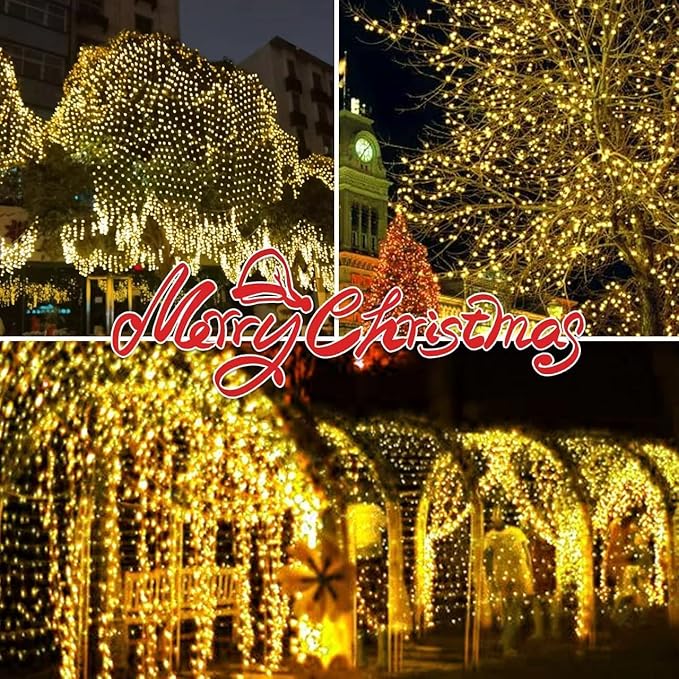 300LIGHTS(2*150L) YELLOW Extra-Bright With End Connectors Christmas Decorative Light 19.44m UL Certified Mini String Light Set Waterproof for Home Garden Holiday Tree Party Patio Decor Wedding