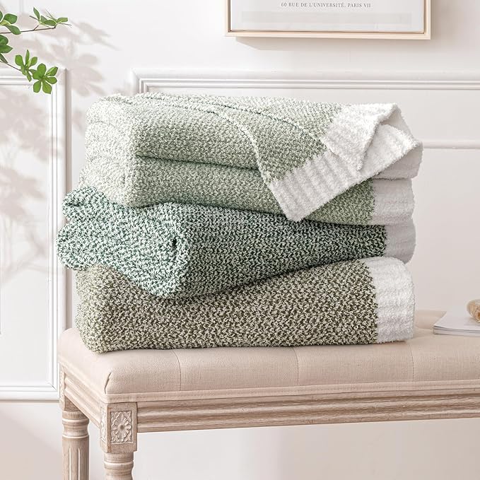 MIULEE Sage Green Super Soft Throw Blanket for Couch, Cozy Fluffy Warm Throws Knit Blankets for Sofa, Bed, Chair, Living Room, Camping, Picnic, Spring Home Decor,50 x 60 inch