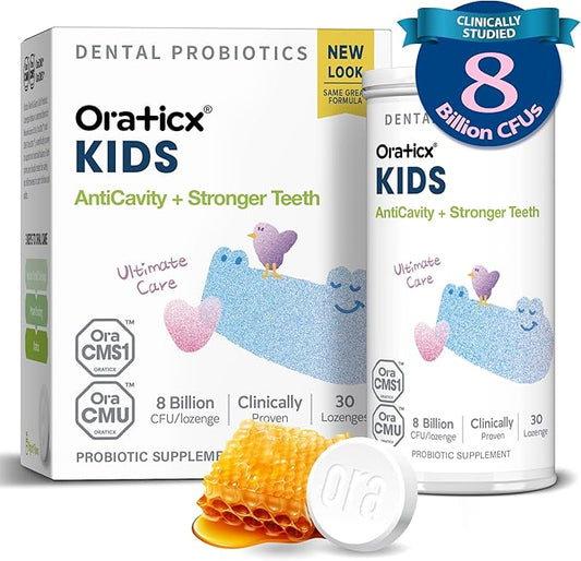 Kids Dental Probiotics for Anti-Cavity + Healthy Teeth and Gums, 8 Billion CFU Probiotics for Oral Health, Yogurt Flavor 1-PK