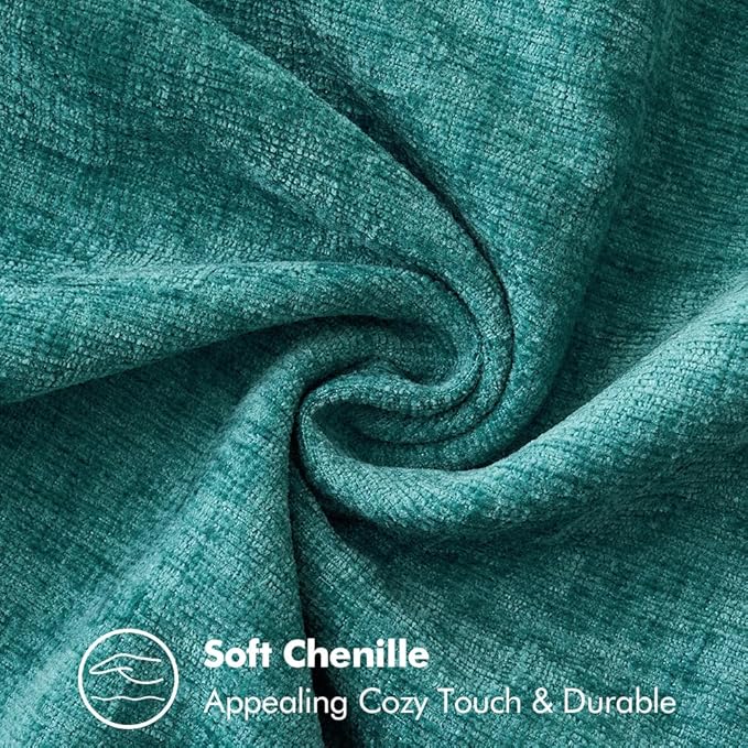 MIULEE Pack of 2 Couch Throw Pillow Covers 20x20 Inch Teal Farmhouse Decorative Pillow Covers with Stitched Edge Soft Chenille Solid Dyed Spring Pillow Covers for Sofa Bed Living Room