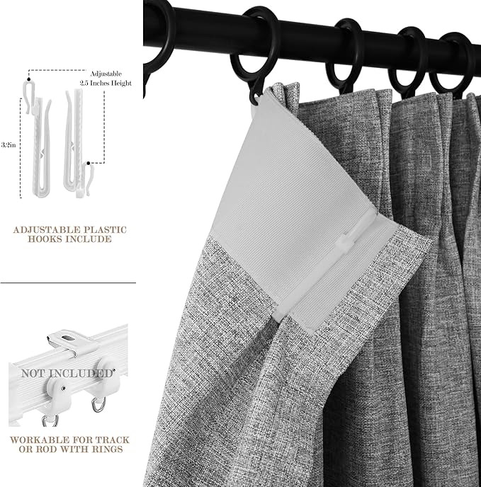 150 Inches Extra Wide Room Divider Draperies, Pinch Pleat Drapes, Absolutely Blackout Sliding Door Drapery, Total Privacy Ceiling Track Curtains, 150" W by 84" L, Light Grey (1 Panel)