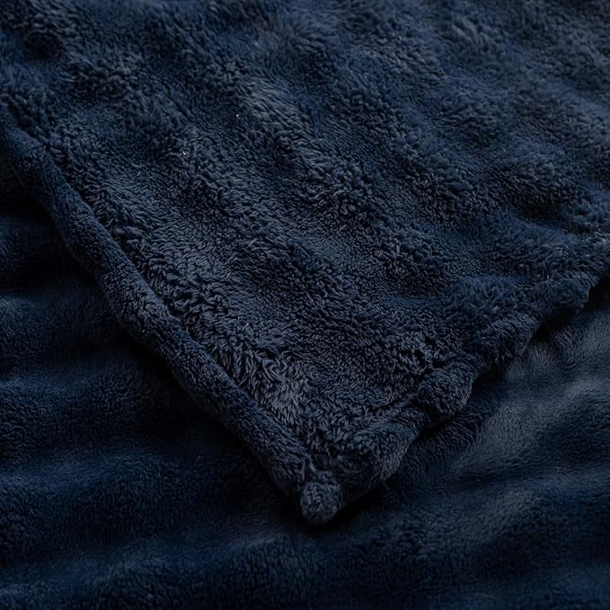 YUSOKI Luxury 3D Bubble Throw Blanket 3.1lb,All Ages,Home Decoration, (Navy,60 * 80inches)