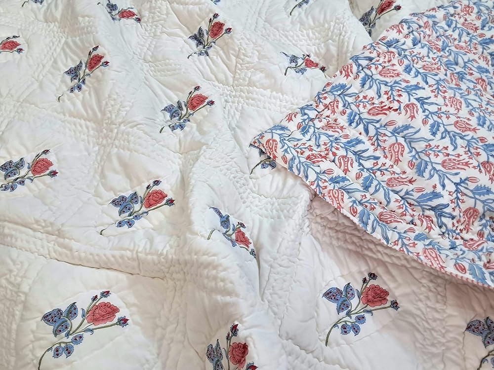 Rose Pink King Size Blanket 108x108 – 100% Cotton Lightweight Bedspread – Soft Cozy All-Season Quilt for Bed, Couch, or Sofa – Boho Bedroom Throw Blanket
