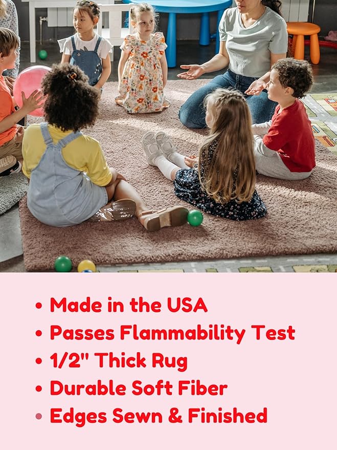KOECKRITZ Soft and Colorful Kids Classroom Area Rugs (Passes Flammability Pill Test) Many Sizes and Bright Colors to Select from (3' x 12', Glamour)