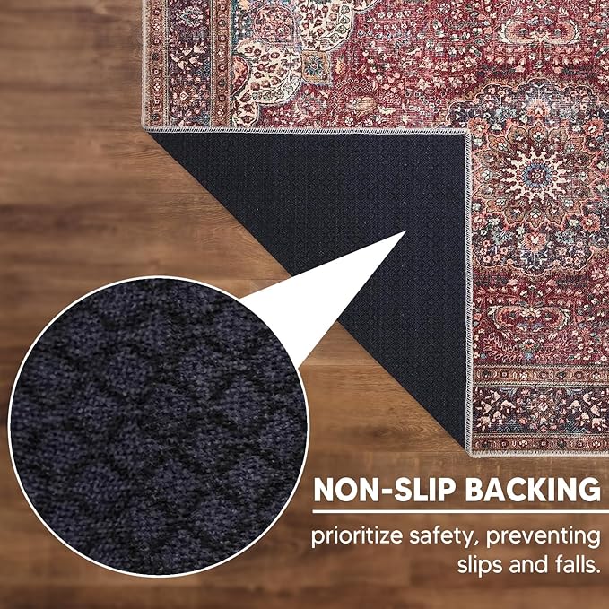 Keen Home Design 2x7 Rug - Machine Washable Runner Rug with Non-Slip Backing, Ideal for Hallway, Entryway, Kitchen, Laundry Room - Vintage, Easy Clean, Durable, Low Pile Rug - (2'6" x 7')