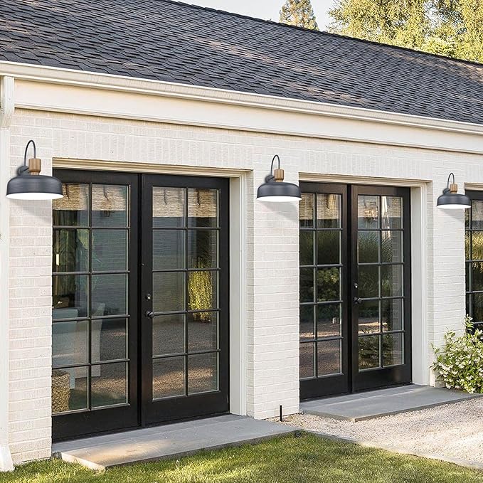 Outdoor Barn Light Gooseneck Barn Light, Farmhouse Exterior Wall Mount Light Vintage Wall Lighting Fixture Industrial Sconce Lantern for Porch, Entryway, Garage, Blue, 2 Pack, Large