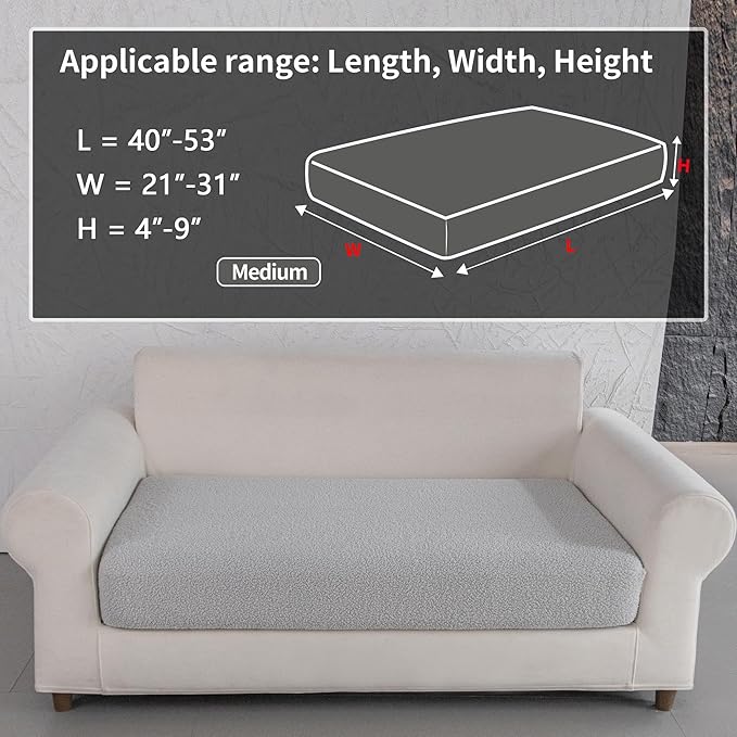 Couch Cushion Covers for Sectional Sofa, Stretch Soft Sofa Slipcovers Washable Wear-Resistant Universal Furniture Protector for Living Room(1 Piece Loveseat Cover, Light Gray)