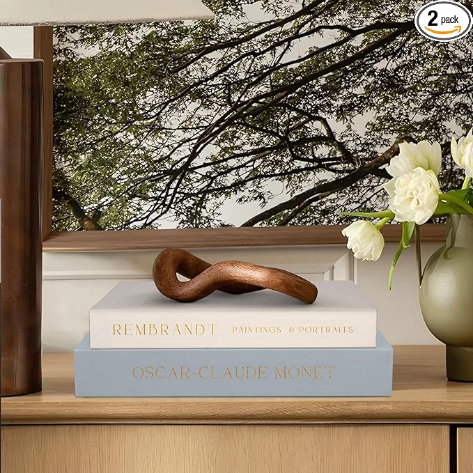 Linen Decorative Books for Home Decor,Set of 2 Aesthetic Faux Decor Book for Decoration,Fake Books for Bookshelf,Keepsake Storage Box (Blue & Beige)