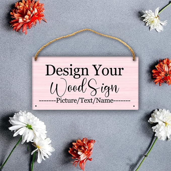 Personalized Rustic Wooden Sign, Custom Plaque Wall Hanging, Art Wood Board Sign for House, Customized Name Sign, Gifts for Family Members Teachers Friends 11.8x5.9 inch