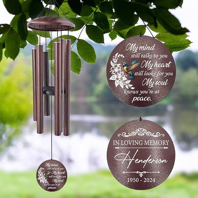 ASTARIN 36" Large Deep Tone Personalized Sympathy Wind Chimes, Memorial Wind Chime for Loss of Mother Father Loved One, Bereavement Gifts Decor Outdoor Patio Garden Graveyard