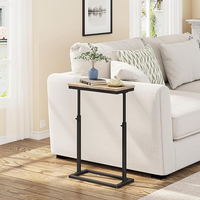 TUTOTAK End Table, Side Table, Tall Couch Table, Sofa Table, Living Room, Bedroom, Greige TB01BG0832