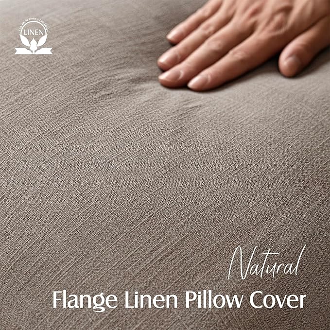 Foindtower Set of 2, Decorative Linen Soild Throw Pillow Covers Soft Accent Euro Cushion Case Farmhouse Neutral Pillowcase for Chair Couch Sofa Bedroom Living Room Home Decor 24 x 24 Inch Brown Tan