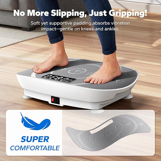 MERACH Slim Vibration Plate Exercise Machine, Vibration Plate for Lymphatic Drainage Weight Loss, Vibrating Plate with Real-Time Calorie Tracking on LED Display, Workout Equipment for Home Women Men