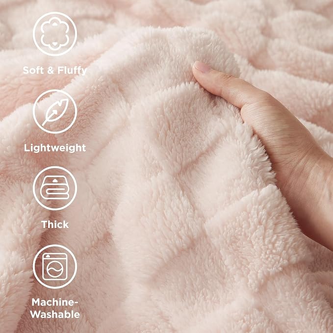 Bedsure GentleSoft Twin Blanket for Bed Light Pink - Super Soft Cozy Blankets for Women Men Girls, Cute Fuzzy Fleece Throws for Bedroom Couch, 60x80 Inches