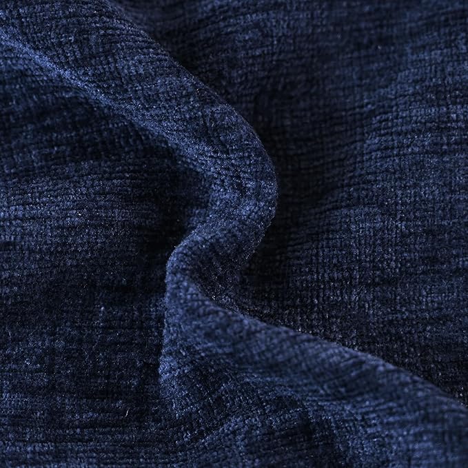 CaliTime Throw Pillow Covers Decorative 24 X 24 Inches Pack of 2 Cozy Chenille Cushion Cases for Couch Sofa Bed Living Room Home Navy Blue