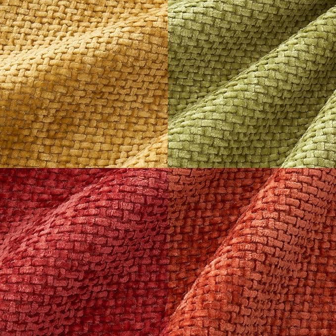 MIULEE Pack of 4 Fall Burnt Orange Couch Throw Pillow Covers 18x18 Inch Yellow Green Soft Decorative Chenille Pillows Farmhouse Accent Cushions for Boho Home Decor Spring Sofa Bedroom Living Room