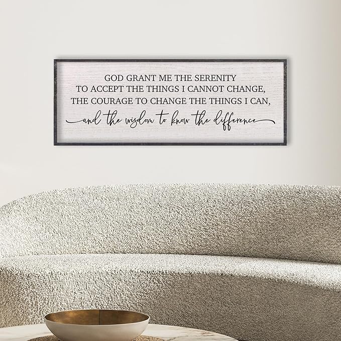 LuZhiQiang Serenity Prayer Bible Verse Sign Wall Decor God Grant Me Christian Inspiraional Quotes 40"×15" Wall Art for Living Room Bedroom (Black)