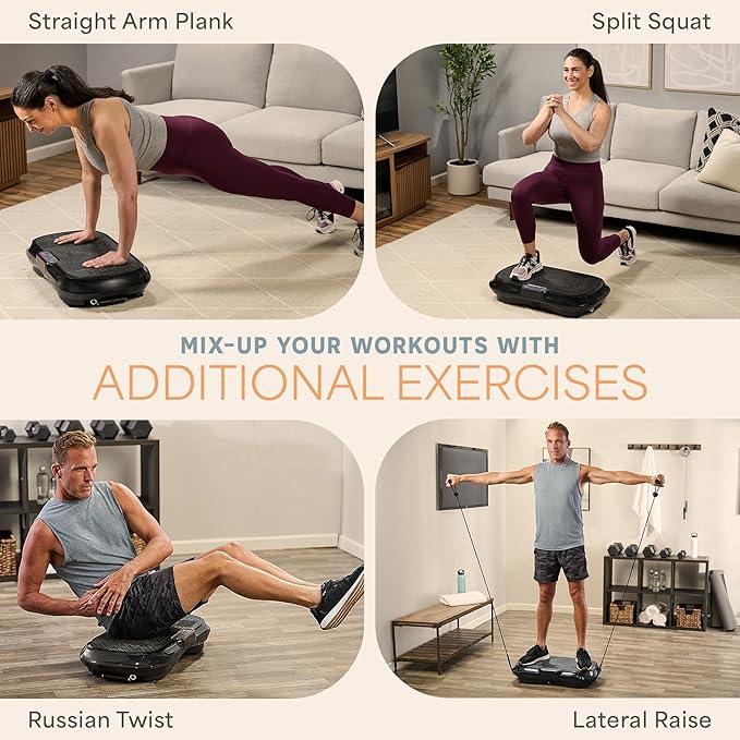 Lifepro Waver Vibration Plate Exercise Machine – High-Intensity Vibration for Muscle Activation, Full-Body Workout Vibrating Platform with Loop Bands, Fitness Equipment for Strength Toning & Fat Loss