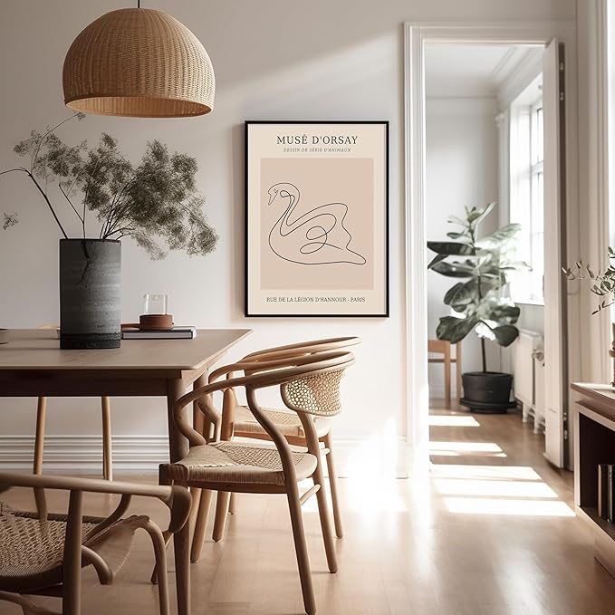 Poster Master Vintage Poster - Retro One Line Swan Drawing Print - Swan Art - Bird Art - Minimal Gift for Her, Animal Lover - Abstract Decor for Home, Office, Bedroom - 11x14 UNFRAMED Wall Art