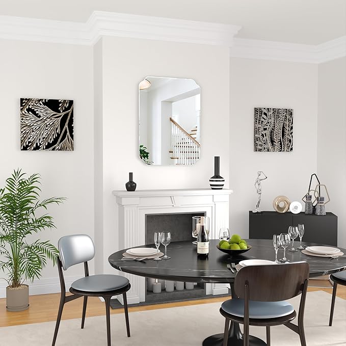 Bathroom Mirrors for Over Sink, Frameless Mirrors for Wall, 24x18 Inch Beveled Bathroom Mirror, Bathroom Vanity Mirror for Bedroom Living Room Entryway Home Decor