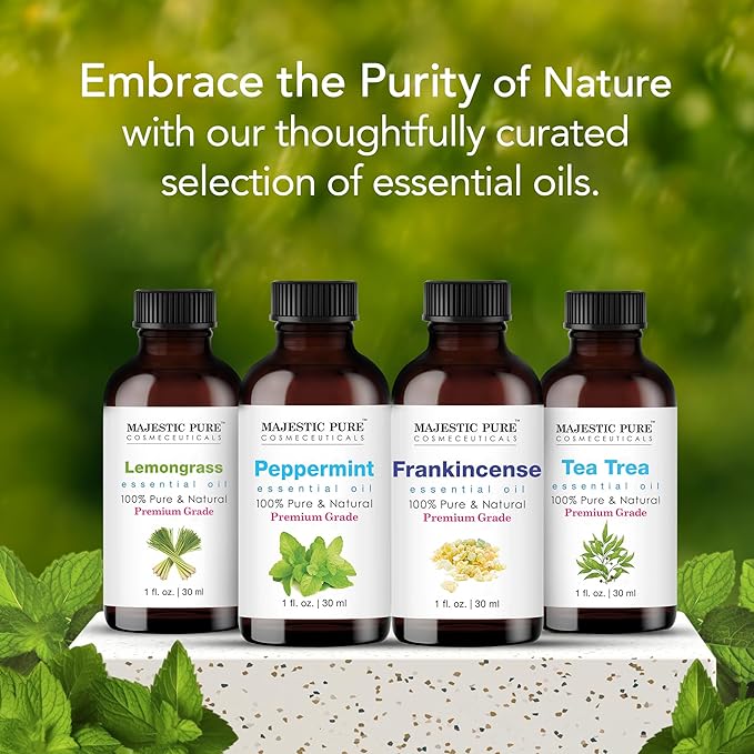 Majestic Pure Peppermint Essential Oil with Glass Dropper - 1 Fl Oz - 100% Pure and Natural Peppermint Oil - Premium Grade Essential Oils for Diffuser, Aromatherapy, Soap and Candle Making