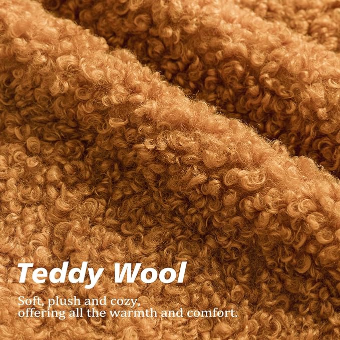 Foindtower Set of 2 Curly Teddy Wool Pillow Covers Decorative Boucle Textured Lumbar Throw Pillow Faux Fur Sherpa Pillowcases Sheepskin Fuzzy Cushion Case for Sofa Bedroom Car 12"x20" Orange