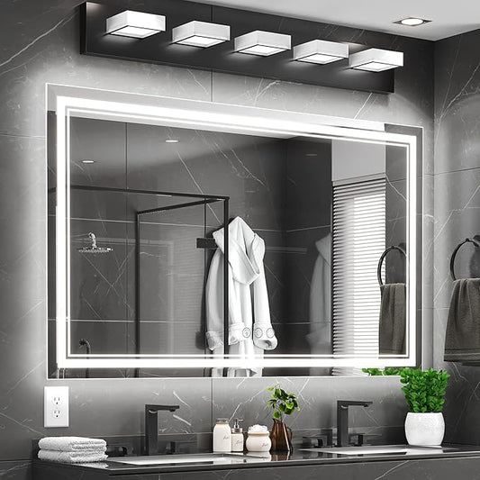 60x36 Inch Led Mirror for Bathroom with Front Light and Backlit, Dimmable Anti Fog Wall Bathroom Mirror with Led Lights, Water Proof, Decor Vanity Mirror