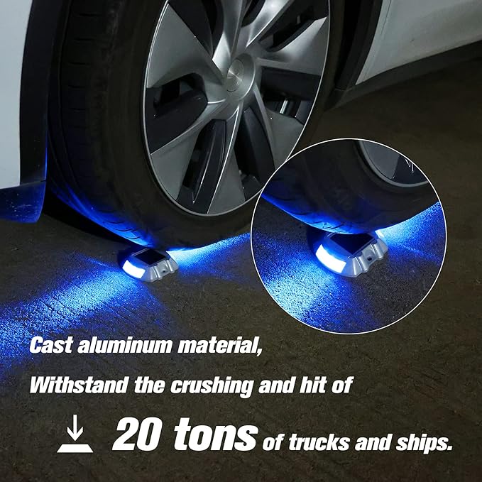 VOLISUN Solar Deck Lights, 8-Pack Led IP67 Waterproof Outdoor Warning Step Lights for Driveway, Sidewalk, Garden Pathway, Yard (Blue)
