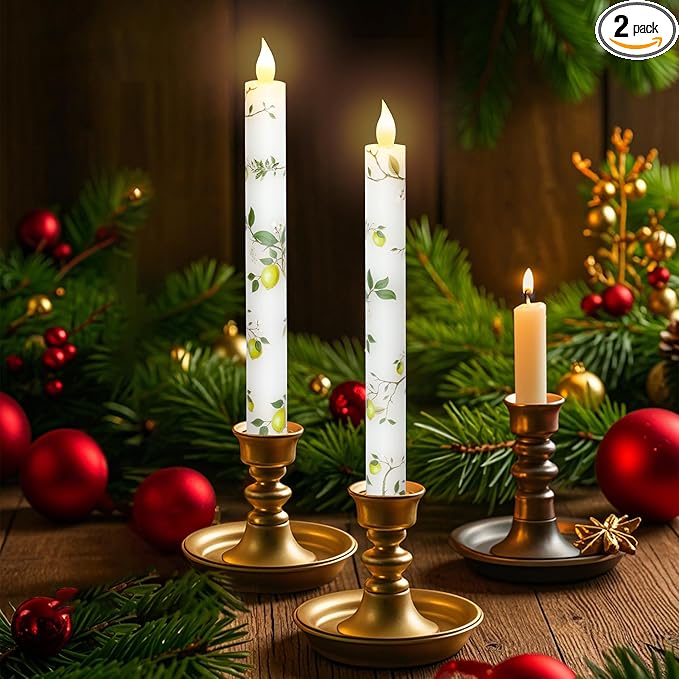 Lemon Flameless Taper Candles with Remote and Timer Flickering Flame Battery Operated Taper Candles for Home Bedroom Wedding Party Fall Christmas Summer Decor 9.6"