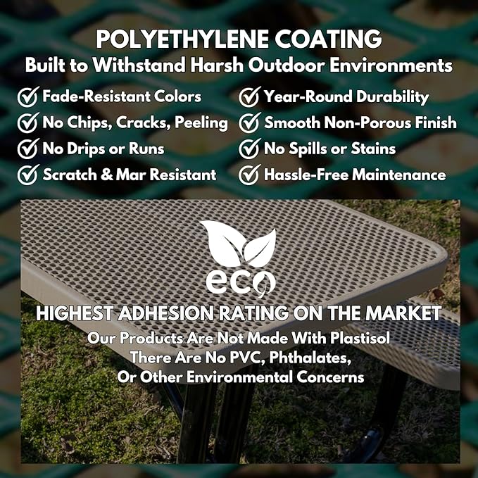 Heavy-Duty Portable Outdoor Kids Table with Umbrella Hole, Punched Steel Kids Picnic Table, Commercial-Grade, Made in America (46 in, Round, Childrens, Textured Copper)