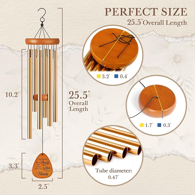 50th Wedding Anniversary Wind Chime, Happy 50th Anniversary Romantic Gifts for Couple, Parents, Wife, Husband, Friends, Golden Anniversarys Keepsake Gifts Ideas