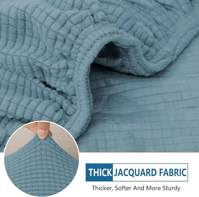 hyha Waterproof Couch Cushion Covers for Pets, Non Slip Sofa Seat Cover for Dogs Washable, Soft Thick Stretch Jacquard Fabric, Sofa Slipcovers with Elastic Bottom (1 Piece for Backrest L, Lake Blue)