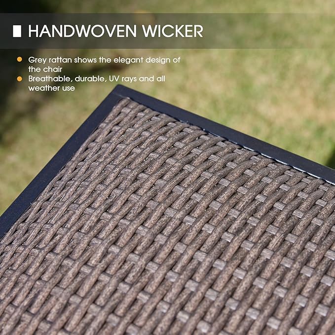 VICLLAX Patio Bar Stool Chairs with Footrests and Padded Seat, Bar Height Swivel Patio Chairs Set of 4, Brown Woven Wicker Swivel Bar Stools for Lawn Garden