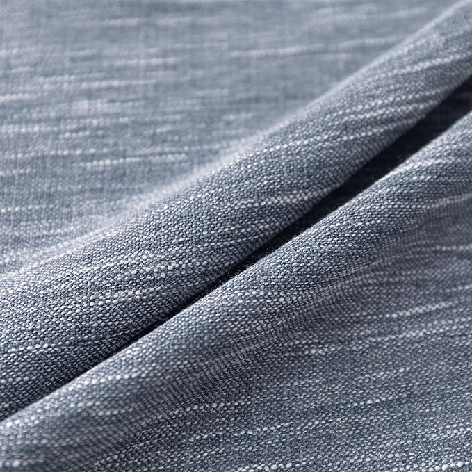 MYSKY HOME Floor Length Curtains Long Panels, Boho Curtains Farmhouse for Living Room Sliding Glass Door, Linen Look Texture Light Filtering, 50" x 95", Dusty Blue, Pack-2