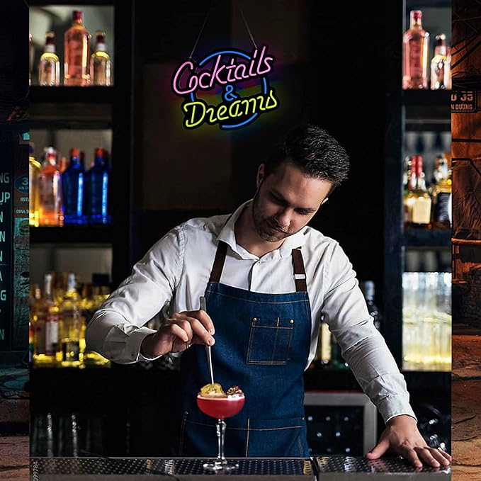 Ultrathin Cocktails Dreams Neon Sign Art Wall Lights for Bedroom Windows Glass Hotel Pub Cafe Wedding Birthday Party Gifts