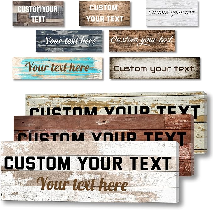 LZIMU Custom Text Signs Wall Decor Personalized Canvas Quote Family Sign Wall Art Wood Background Rustic Farmhouse Decor Framed (5"x15")