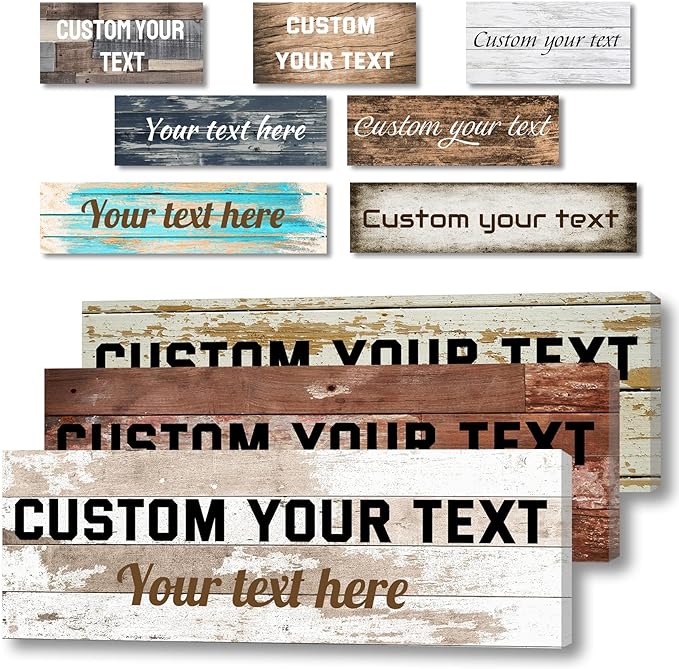 LZIMU Custom Text Signs Wall Decor Personalized Canvas Quote Family Sign Wall Art Wood Background Rustic Farmhouse Decor Framed (4"x12")