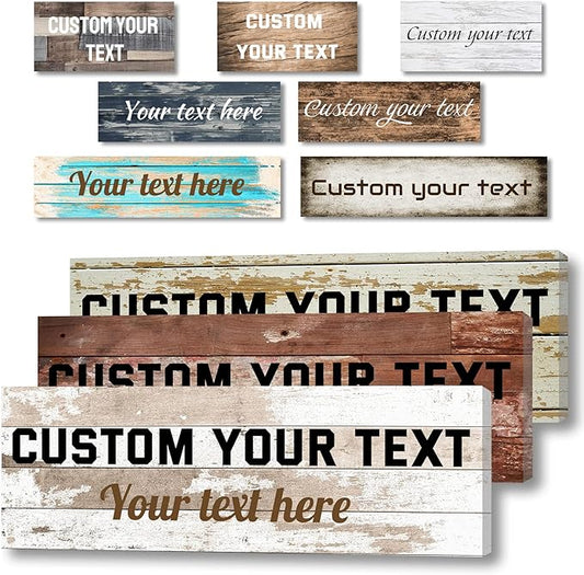 LZIMU Custom Text Signs Wall Decor Personalized Canvas Quote Family Sign Wall Art Wood Background Rustic Farmhouse Decor Framed (12"x36")