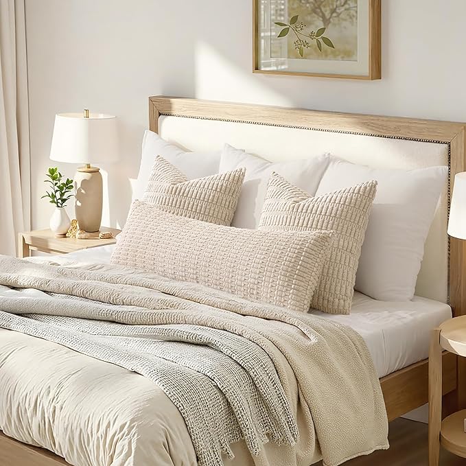 MIULEE Pack of 1 Cream White Long Body Lumbar Decorative Throw Pillow Cover 14x36 Inch for Bed Couch Sofa Living Room Soft Boho Pillow Cover Modern Farmhouse Home Decor