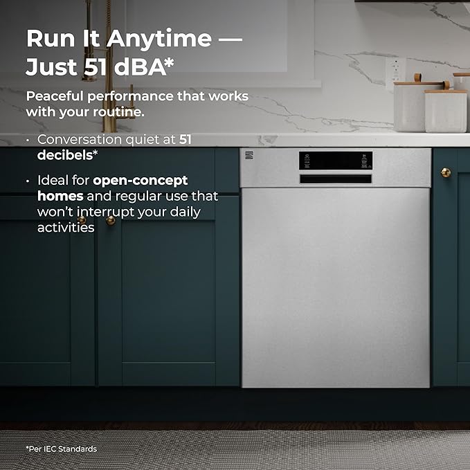 Kenmore 24" Built-in Stainless Steel Tub Dishwasher SmartWash, UltraWash, SmartDry Plus, MoreSpace Adjustable Rack, Energy Star Certified, Fingerprint Resistant