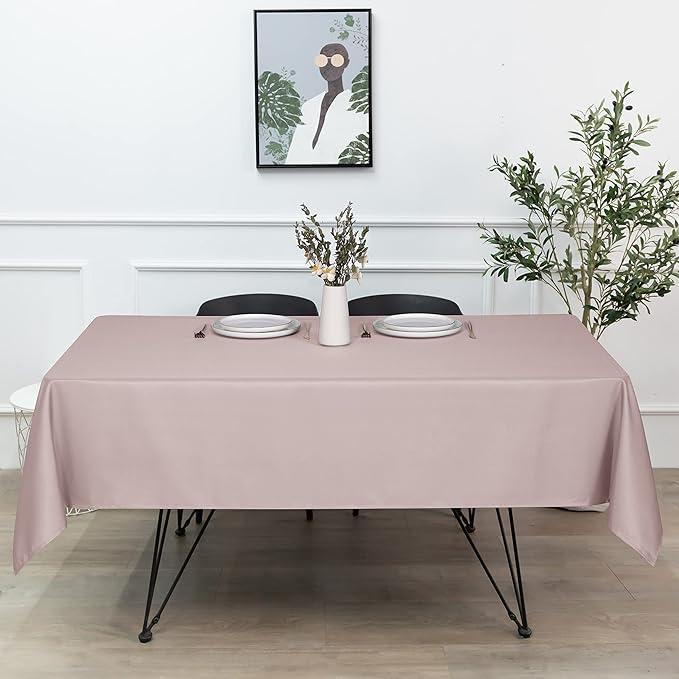 sancua Rectangle Tablecloth - 70 x 120 Inch - Stain and Wrinkle Resistant Washable Polyester Table Cloth, Decorative Fabric Table Cover for Dining Tables, Buffet Parties and Camping, Blush