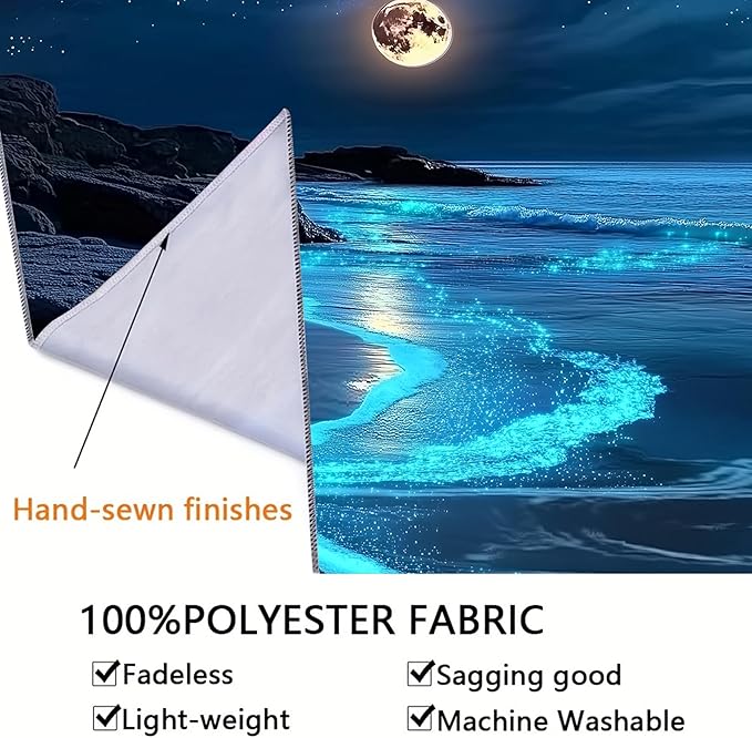 Nature Tapestry Forest Tree Sea Cave Wall Hanging, Stream Through Rainforest Landscape Wall Art Tapestry for Bedroom Living room (Blue Tears, 90"×70", Unframed)