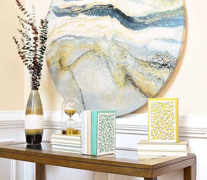 CNK Infinite Leaves Bookends - Metal Set of 2 for Heavy Books, Home Office & Decorative Book Stoppers