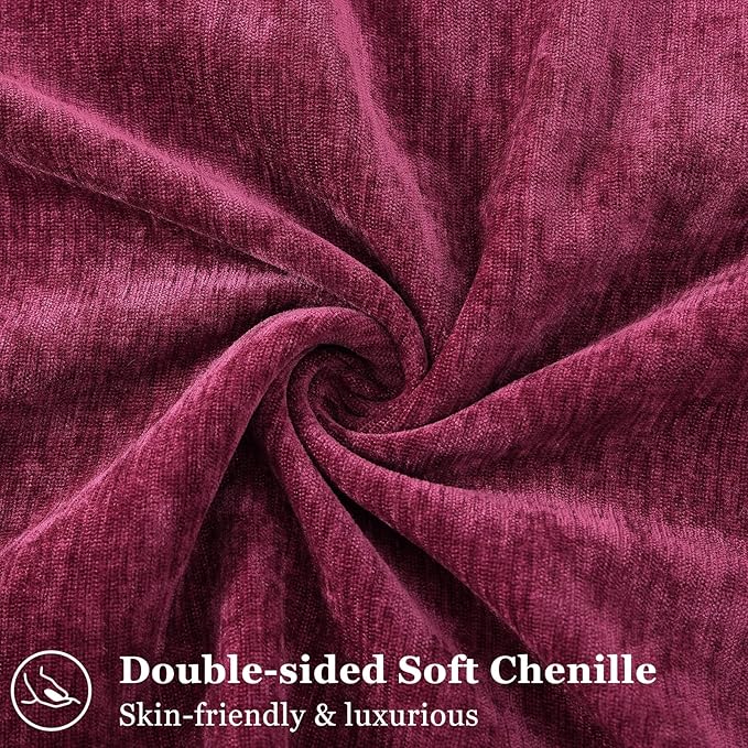 decorUhome Christmas Couch Throw Pillow Covers 12x20 Set of 2, Decorative Soft Euro Neutral Chenille Lumbar Pillow Covers with Elegant Design for Sofa Bed Living Room Home Decor, Rhododendron