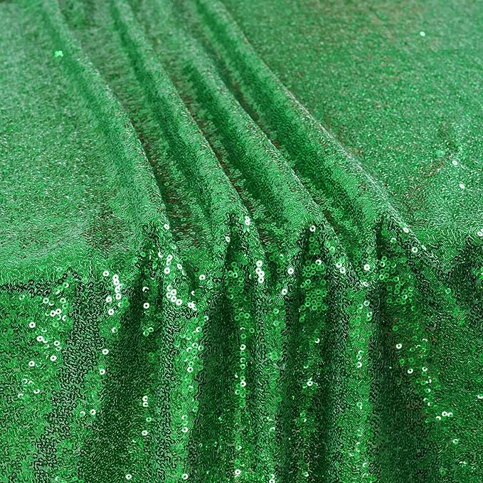 SquarePie Sequin Tablecloth 90 x 132 Inch Green Sparkly Table Cloth for Wedding Party Decoration